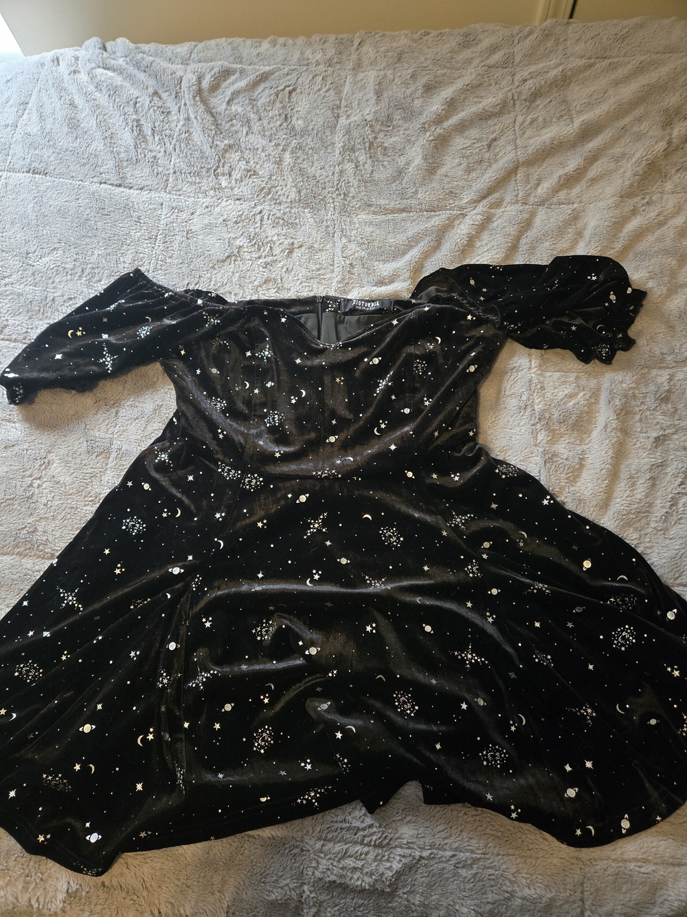 Disturbia Black Velvet Star & Moon Dress